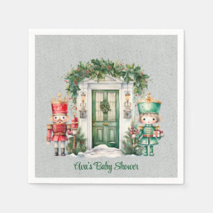 Red and Grönt Nutcracker Baby Shower Pappersservett