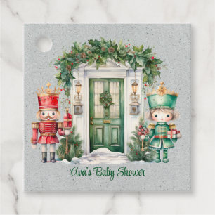 Red and Grönt Nutcracker Baby Shower Tack Gåvor Etiketter