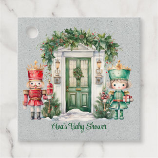 Red and Grönt Nutcracker Baby Shower Tack Gåvor Etiketter