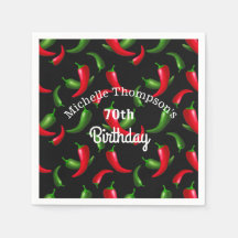 Red and Grönt Pepper Birthday Napkins