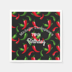 Red and Grönt Pepper Birthday Napkins Pappersservett