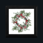 Red and Grönt Poinsettia Gräs Cones Evergreen Minnesask<br><div class="desc">Jul Poinsettia,  Gräs Cones och Evergreen presentbox. Vacker röd och Grönt julklapp för helgdag</div>