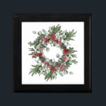 Red and Grönt Poinsettia Gräs Cones Evergreen Minnesask<br><div class="desc">Jul Poinsettia,  Gräs Cones och Evergreen presentbox. Vacker röd och Grönt julklapp för helgdag</div>