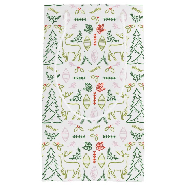 Red and Grönt Scandinavian Mönster Gift Bag (Framsidan)