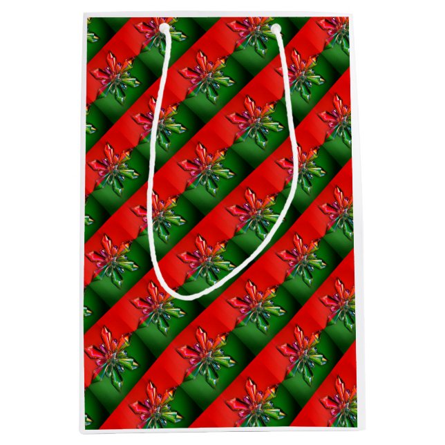 Red and Grönt Snö Flake Ornament Gift Bag (Framsidan)
