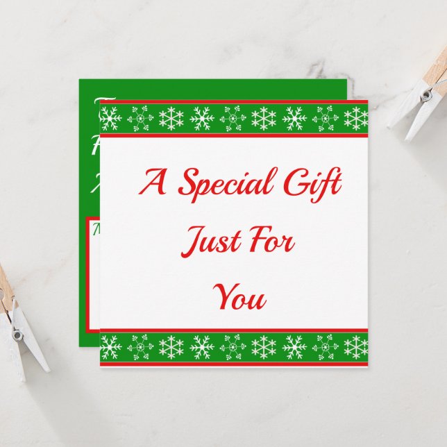 Red and Grönt Snowflake Gift Certificate (Fram/Back In Situ)