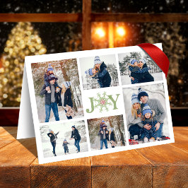 Red and Grönt Snowflake Joy Multi Photo Helgkort