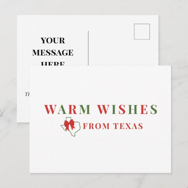 Red and Grönt Warm Önskemål från Texas Postcard Vykort (Fram/baksida)