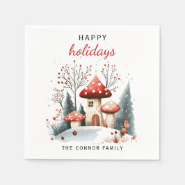 Red and Grönt Winter Woodland Glad helg Pappersservett