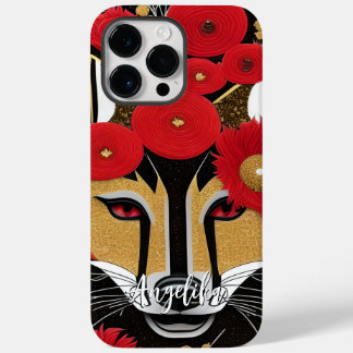 Red and Guld Abstrakt Fox med Namn Customiomizatio
