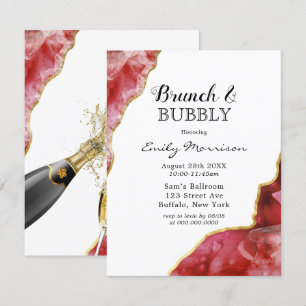 Red and Guld Agate Crystals Brunch & Bubly Inbjudningar