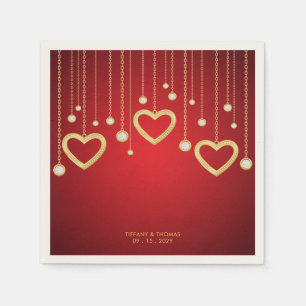 Red and Guld Diamond Heart Drip Elegant Jewel Pappersservett