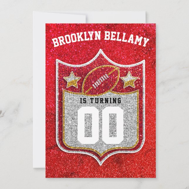 Red and Guld Football Team Färg Quarterback Inbjudningar (Framsida)