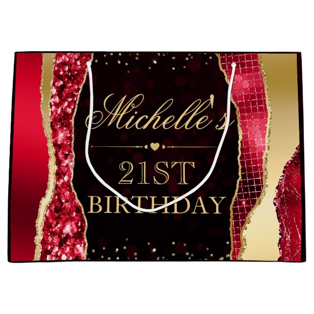 Red and Guld Glam Tårar Bokeh Födelsedagsfest (Framsidan)