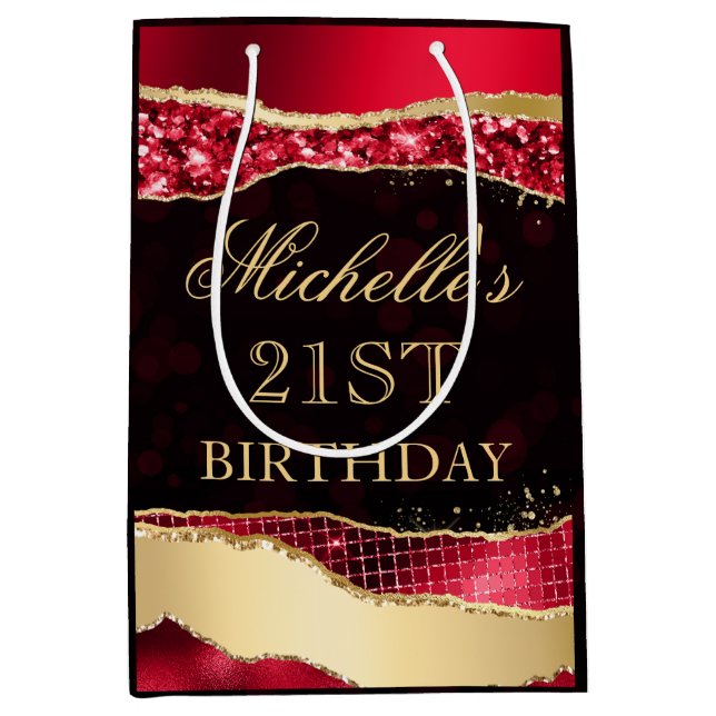 Red and Guld Glam Tårar Bokeh Födelsedagsfest (Framsidan)