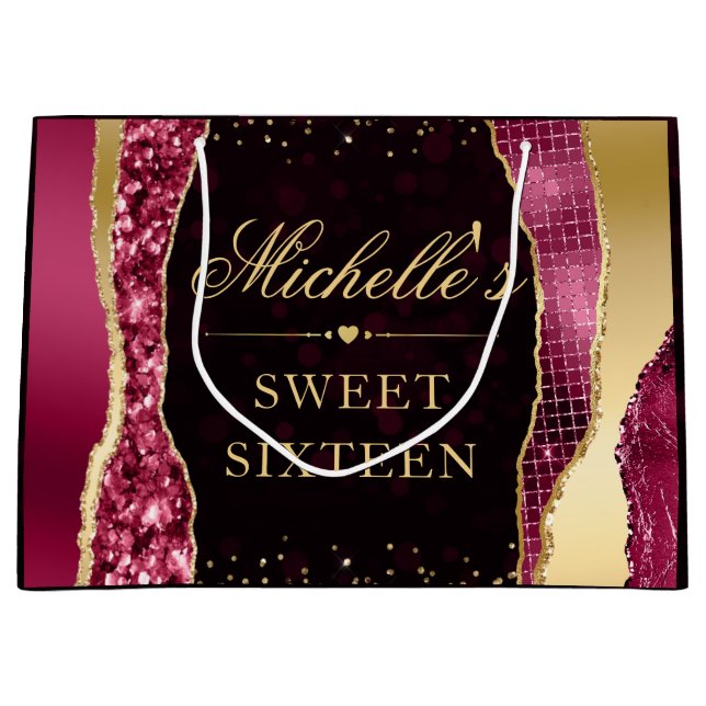 Red and Guld Glam Tårar Bokeh Sweet sixteen (Framsidan)