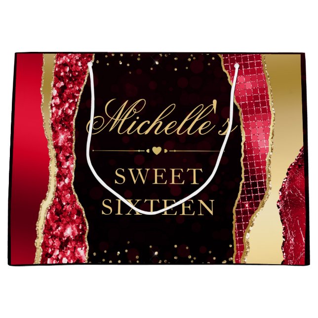 Red and Guld Glam Tårar Bokeh Sweet sixteen (Framsidan)