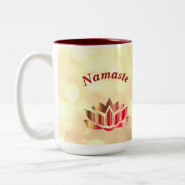 Red and Guld gnistra Namaste Lotus Flower Två-Tonad Mugg