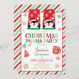 Red and Guld jul Pajama Födelsedagsfest Inbjudningar
