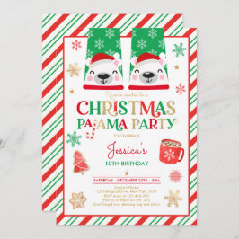 Red and Guld jul Pajama Födelsedagsfest Inbjudningar