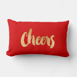 Red and Guld jul Pillow Cheers Lumbarkudde