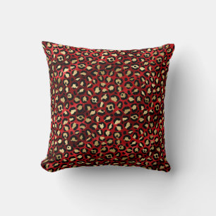 Red and Guld Leopard Print Dekorativ kudde