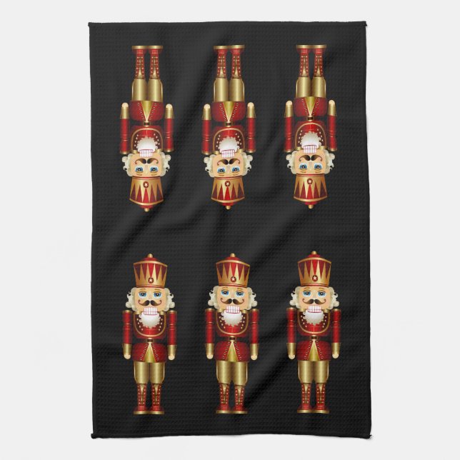 Red and Guld Nutcrackers Kitchen Towel Kökshandduk (Vertikal)