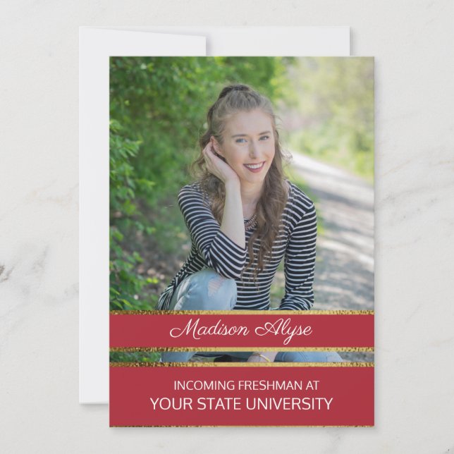 Red and Guld Photo Trunk Party Inbjudningar (Framsida)