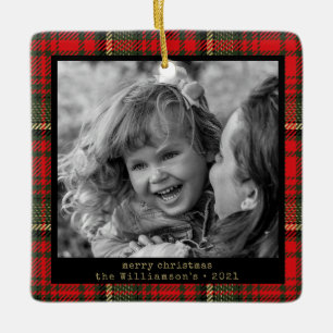 Red and Guld Play Family Photo-jul Julgransprydnad Keramik