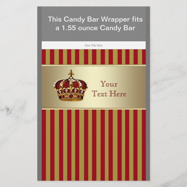 Red and Guld Prince Baby Shower Candy Pub Wrapper (Framsida)