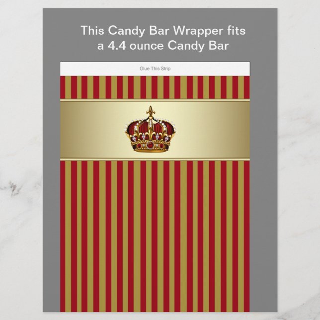 Red and Guld Prince Baby Shower Candy Pub Wrapper Reklamblad (Framsidan)