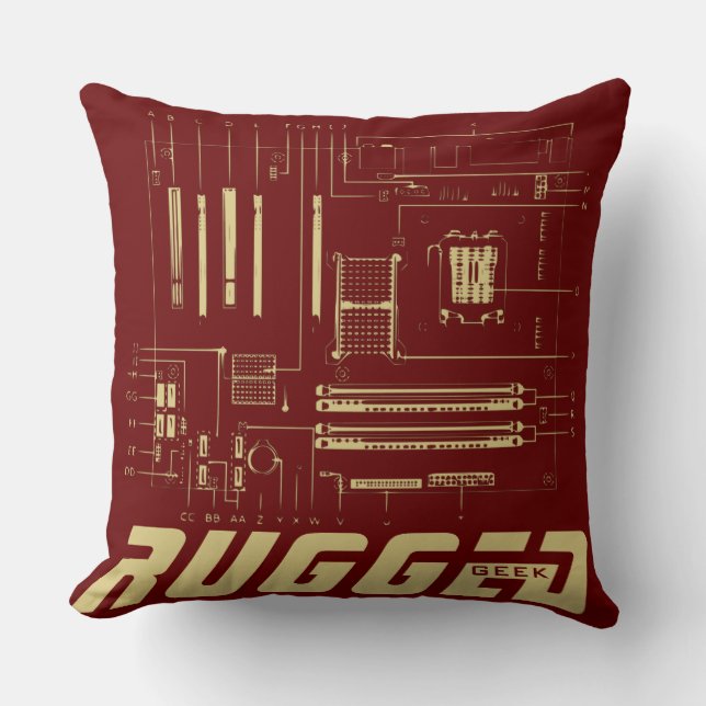 Red and guld RUGGED GEEK Motherboard Tech Kudde (Framsida)