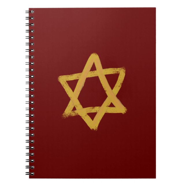 Red and Guld Star of David Notebook Anteckningsbok (Framsidan)