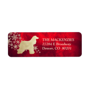 Red and Guld Winter Afghan Hound Returadress Etikett