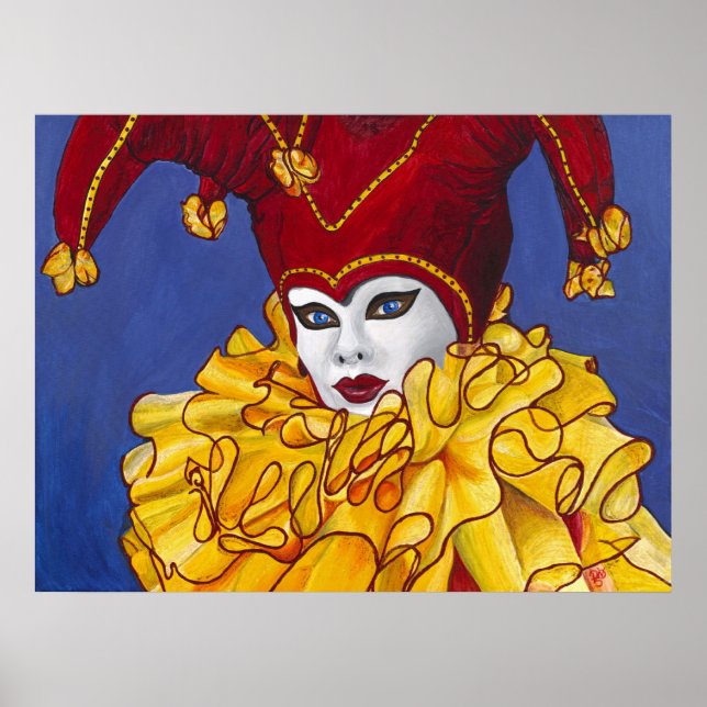 Red and Gult Carnival Jester Print Poster (Framsidan)