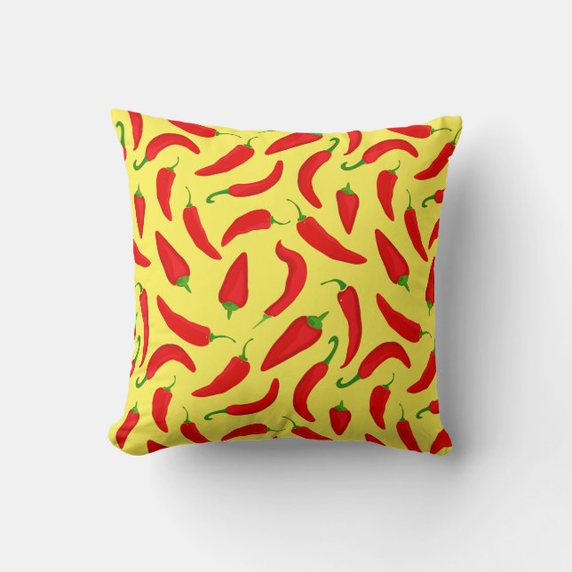 Red and Gult Chili Pepper Patterned Kudde (Framsida)