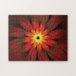 Red and Gult Chrysanthemum Flower Pussel