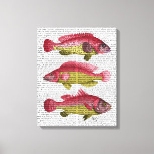 Red and Gult Fantasy Fish Trio Canvastryck
