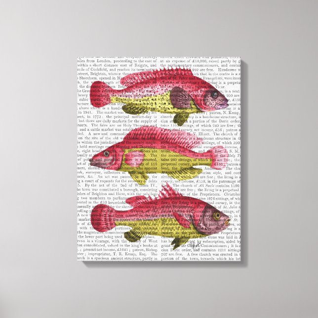 Red and Gult Fantasy Fish Trio Canvastryck (Framsida)