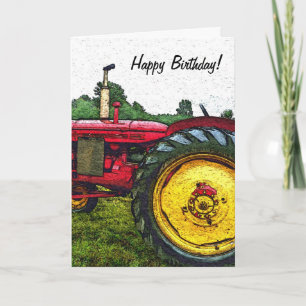 Red and Gult Farm Tractor Kort