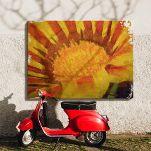 Red and Gult Gazania Acrylic Painting