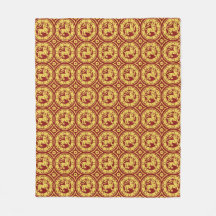 Red and Gult Medieval Lejon Fleece Blanket