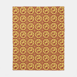 Red and Gult Medieval Lejon Fleece Blanket