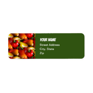 Red and Gult Peppers Retur adressetikett Returadress Etikett