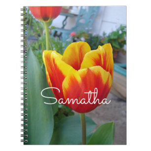Red and Gult Tulip blommigt Garden Photo Notebook Anteckningsbok