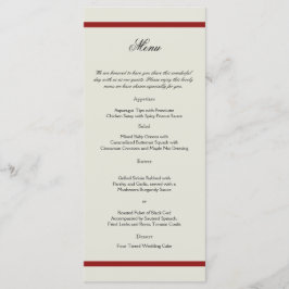 Red and Ivory Filigree Vintage bröllop Menu Meny