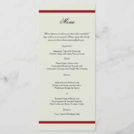 Red and Ivory Filigree Vintage bröllop Menu Meny