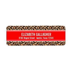 Red and Leopard Print Returadress Etikett