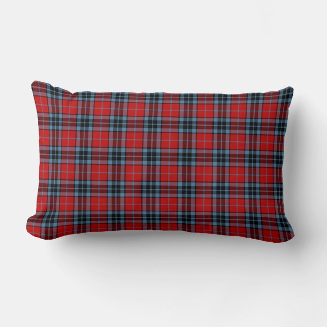 Red and Light Blue Thompson Klan Tartan Lumbarkudde (Framsida)