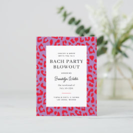 Red and Lila Animal Print Bachelorette Party Vykort